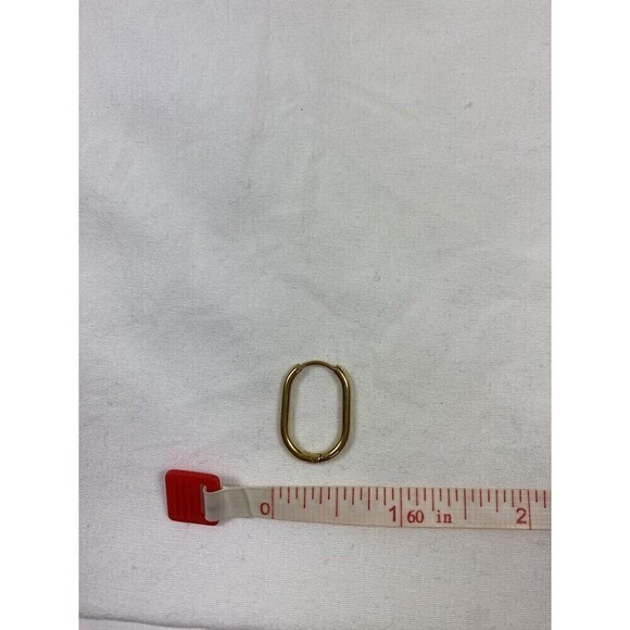 Gold Tone Oval Oblong Hoop Earrings - Picture 10 of 12